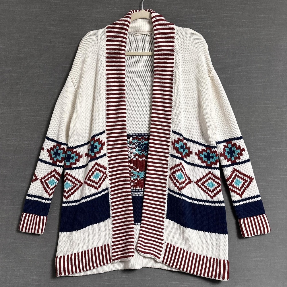 Marine Layer Cardigan XS S Oversized Cream Red Blue Aztec Cora Southwest Western